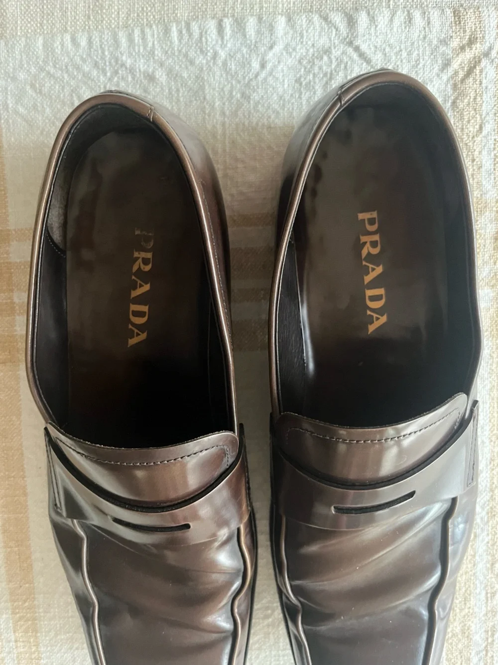 Prada Dark Brown Leather Penny Loafers
